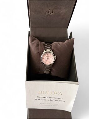 NWT Bulova Women's Stainless Steel Watch with Pink Dial